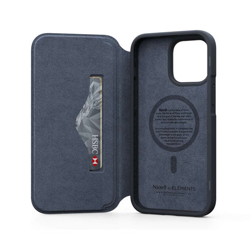 Njord iPhone 14 pro Genuine Leather MagSafe Wallet Case Black