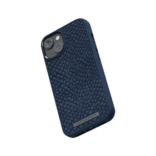 Njord iPhone 14 Plus Salmon Leather Magsafe Case - Blue