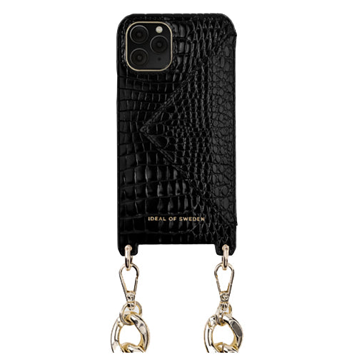 Ideal of  Sweden Necklace Case for iPhone 13 Pro - Jet Black Croco