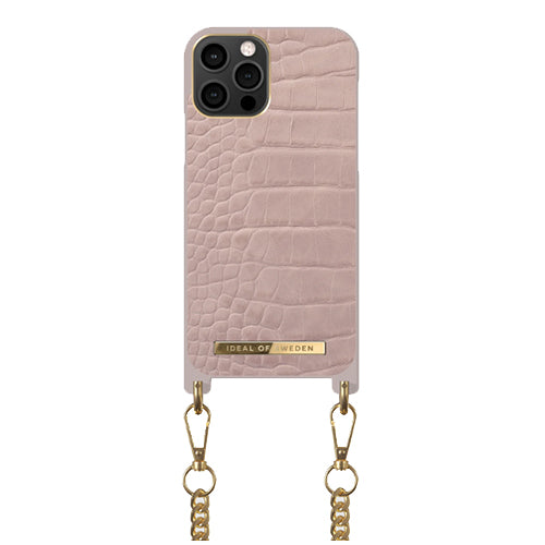 Ideal of Sweden Necklace Case for iPhone 13 Pro - Misty Rose Croco